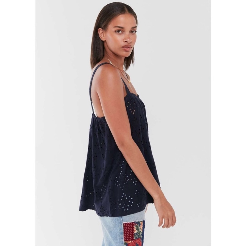 Urban Outfitters Eloise Eyelet Navy Tank